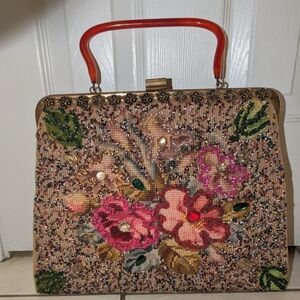 Vintage 1940's-1960's "Souré" Embellished beaded Handbag Purse